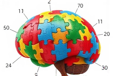 Metaphorical image of puzzle pieces forming a brain.